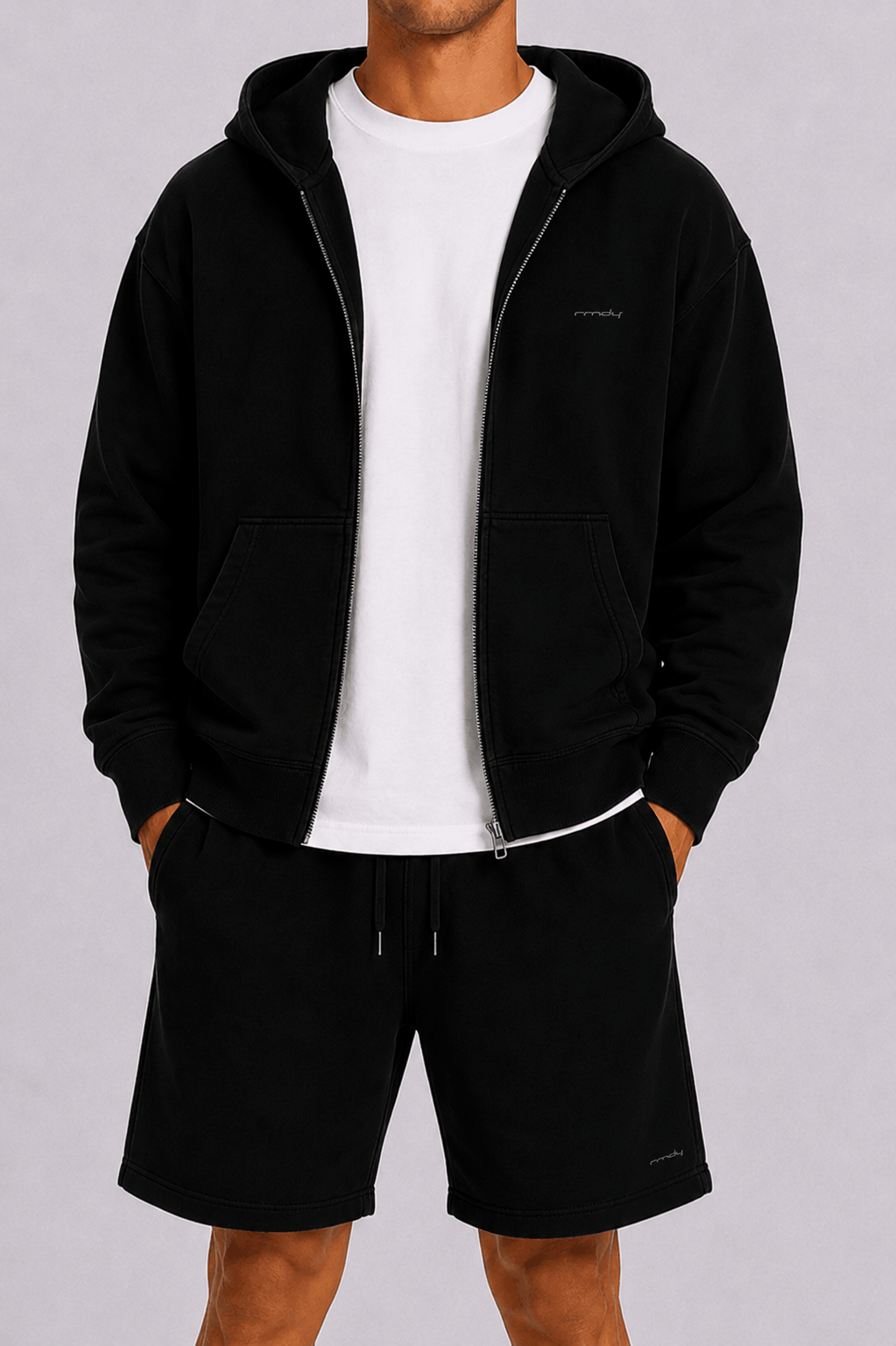 Black Zip Hoodie & Shorts Set – RMDY