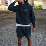 Washed Black Blurred Hoodie