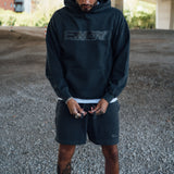 Washed Black Blurred Hoodie