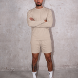 Longsleeve Tee & Shorts Active Set - Sand Stone
