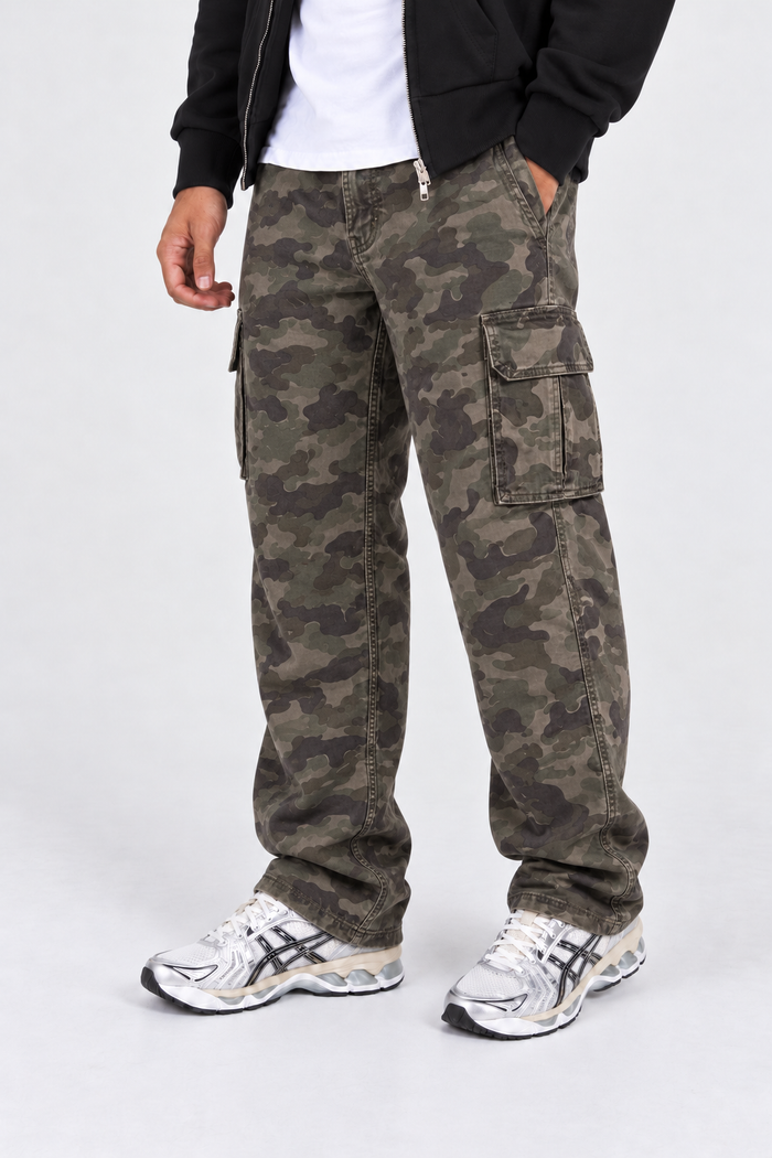 Straight Leg Camo RMDY. Cargo Bottoms