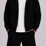 Black Zip Hoodie & Shorts Set