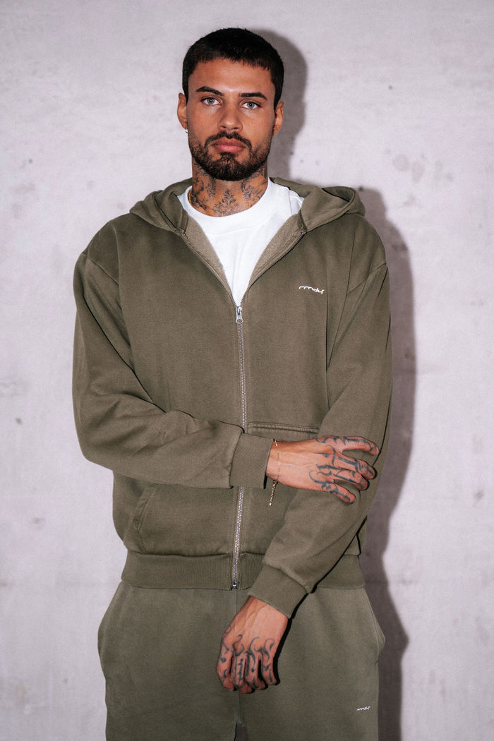 Washed Olive RMDY. Zip Hoodie & Jogger Tracksuit Set