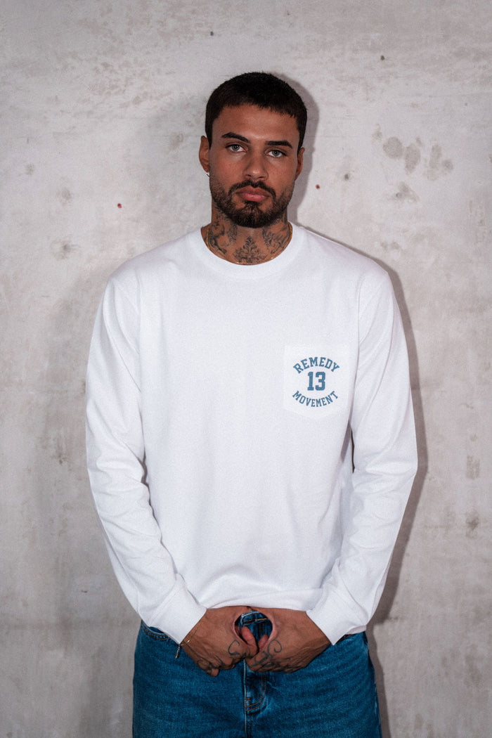 REMEDY 13' Longsleeve Pocket Tee - White