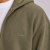 Washed Olive Zip Hoodie & Shorts Set