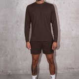 Longsleeve Tee & Shorts Active Set - Espresso Brown