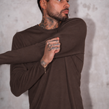Longsleeve Tee & Shorts Active Set - Espresso Brown