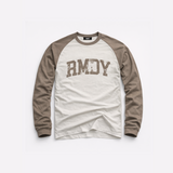 College Baseball Long Sleeve Tee - Mocha / White