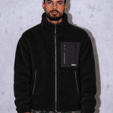 Sherpa Fleece Tech Zip Up Jacket - Black