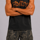 Fired Up Sleeveless Tank - Washed Coal