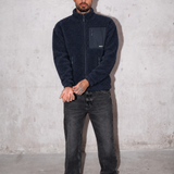 Sherpa Fleece Tech Zip Up Jacket - Navy