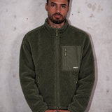 Sherpa Fleece Tech Zip Up Jacket - Olive