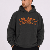 Fired Up Graphic Hoodie - Vintage Coal
