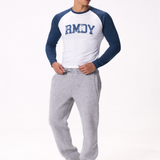 College Baseball Long Sleeve Tee - Ink Blue / White