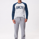 College Baseball Long Sleeve Tee - Ink Blue / White