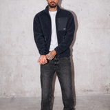 Sherpa Fleece Tech Zip Up Jacket - Navy