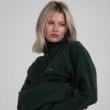 Zandkleurige sherpa-jas met 1/4 rits