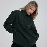 Zandkleurige sherpa-jas met 1/4 rits