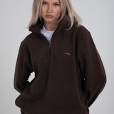 Coffee 1/4 Zip Fleece Jacket
