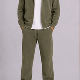 Olive Zip Hoodie & Jogger Tracksuit Set