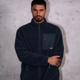 Sherpa Fleece Tech Zip Up Jacket - Navy