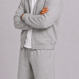 Grey Zip Hoodie & Shorts Set
