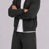 Washed Coal Zip Hoodie & Shorts Set