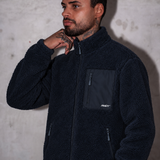 Sherpa Fleece Tech Zip Up Jacket - Navy