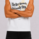 Times Up Sleeveless Tank - White