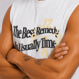 Times Up Sleeveless Tank - White