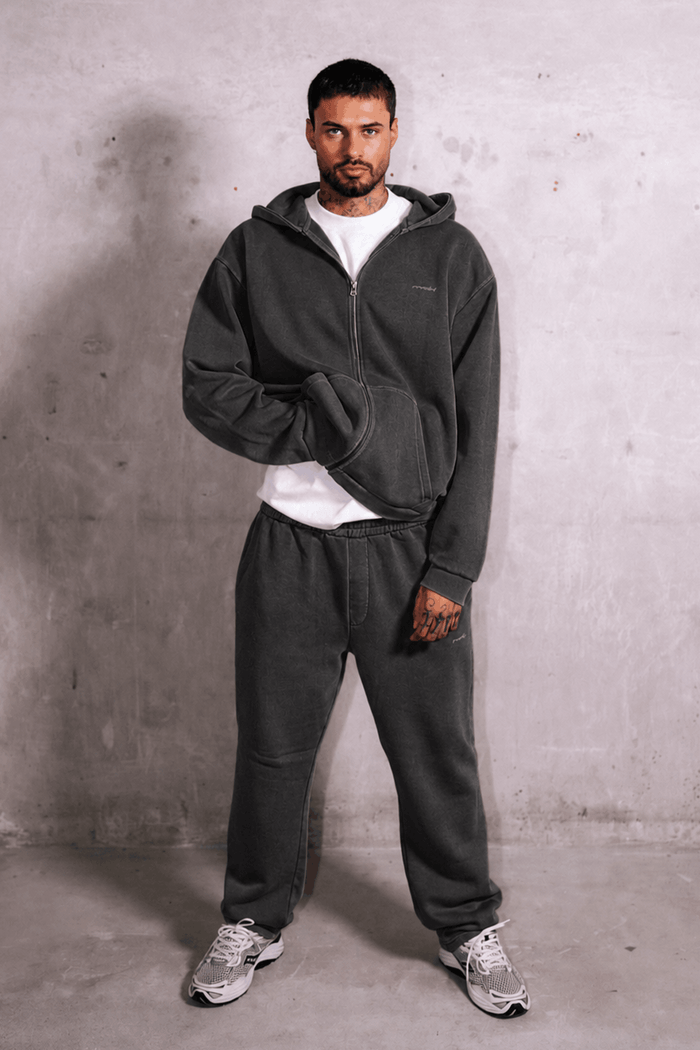 Washed Coal RMDY. Zip Hoodie & Jogger Tracksuit Set
