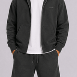 Washed Coal Zip Hoodie & Shorts Set