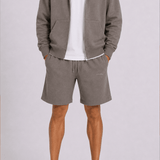 Washed Slate Zip Hoodie & Shorts Set